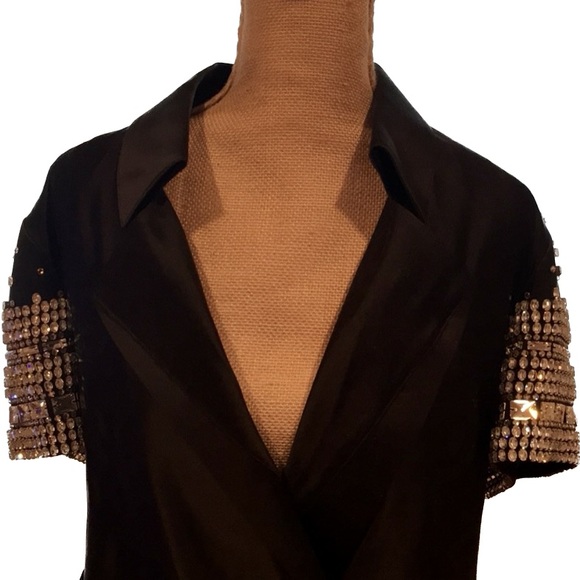 Thomas Wylde runways tuxedo long silk jacket, M - Picture 6 of 15
